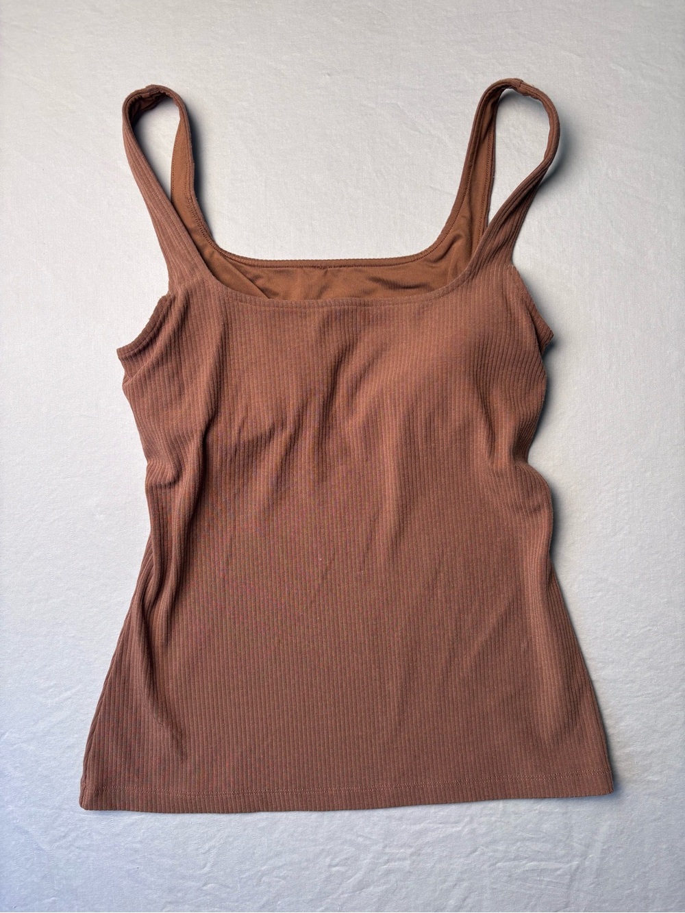 Alo Yoga Ribbed Square Neck Tank Top in Brown - Size S - Excellent Condition